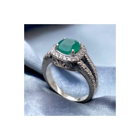 Anillo Ágata verde con zirconia en plata 925