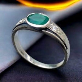 Anillo con Ágata verde en plata 925