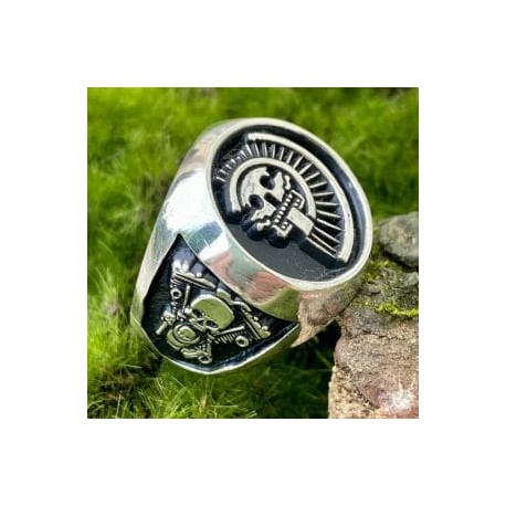 Anillo Biker con Mictlantecuhtli en plata 925