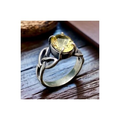 Anillo Celta con Cuarzo limón en plata 925