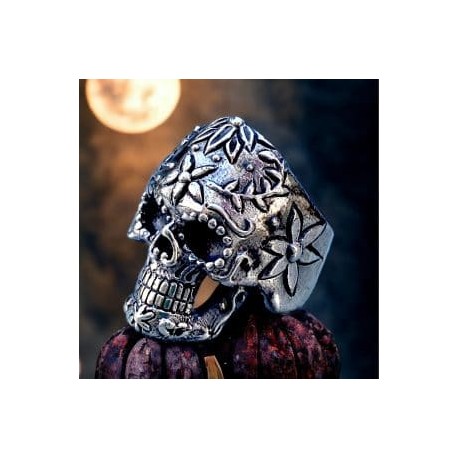 Anillo Calavera azucarada en plata 925
