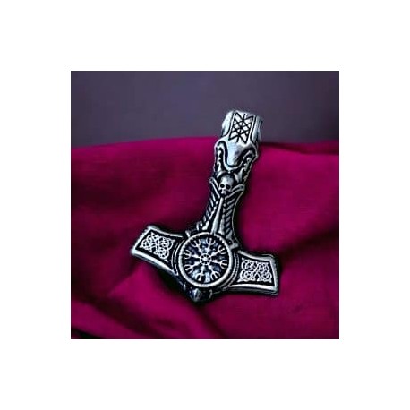 Dije Martillo con Aegishjamur en plata 925