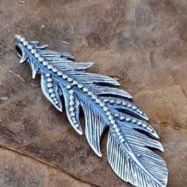 Dije pluma grande en plata 925