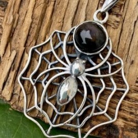 Dije Telaraña con Obsidiana en plata 925