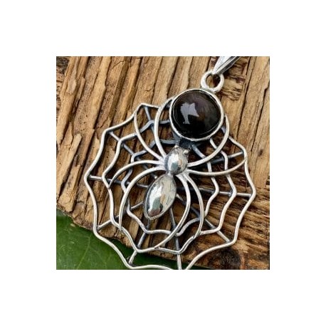 Dije Telaraña con Obsidiana en plata 925