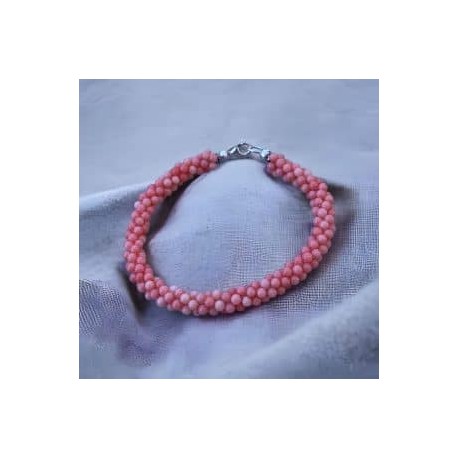 Pulsera Tejido con Coral rosa!