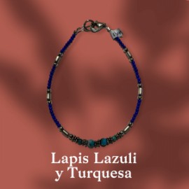 Pulsera Lapis Lazuli con Turquesa en plata 925!