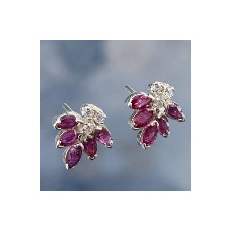 Broqueles Rubí natural con zirconia en plata 925
