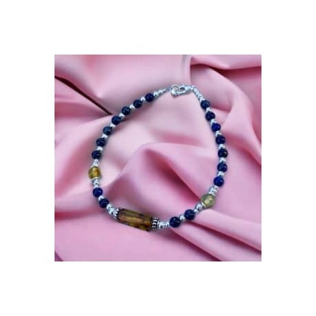 Pulsera Ámbar con Lapis lazuli