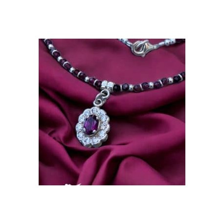 Collar Granate con zirconia en plata 925