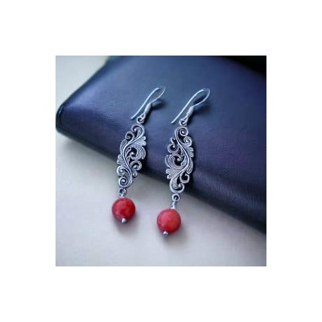 Aretes de Coral en plata 925