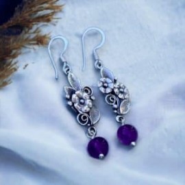 Aretes flores con Amatista en plata 925