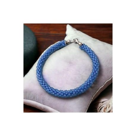 Pulsera tejida con Calcedonia azul en plata 925