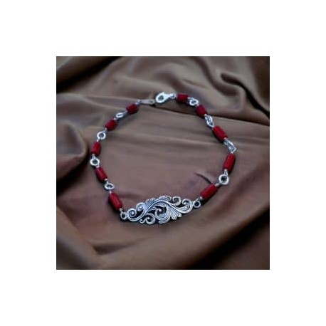 Pulsera Victoriano con Coral rojo