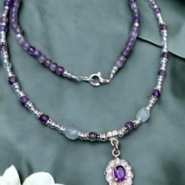 Collar Amatista con zirconia en plata 925