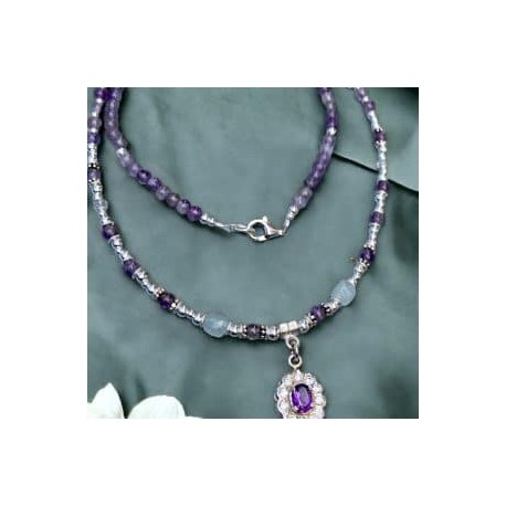 Collar Amatista con zirconia en plata 925