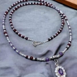 Collar Amatista con zirconia en plata 925