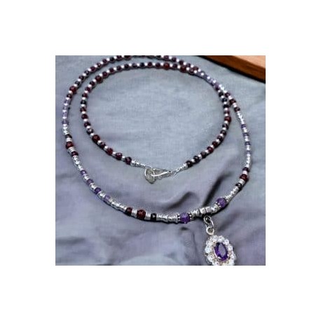 Collar Amatista con zirconia en plata 925