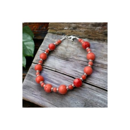 Pulsera Coral tenido en plata 925