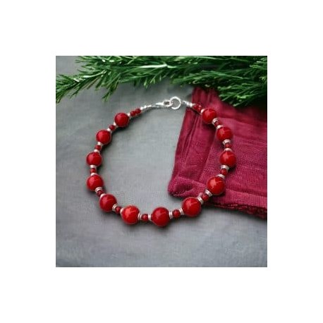 Pulsera Coral tenido en plata 925