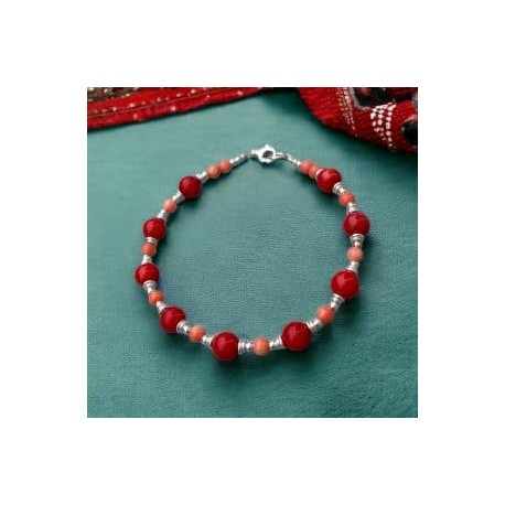 Pulsera Coral tenido en plata 925