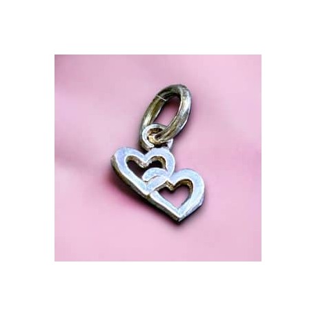 Charm Corazon doble en plata 925