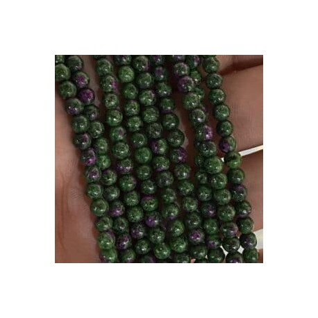 Rubí con Zoisita bola 4mm x hilo