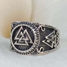 Anillo Valknut en plata 925