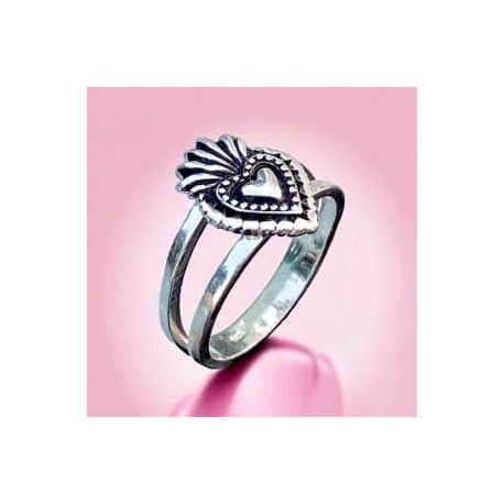 Anillo Sagrada Corazon en plata 925