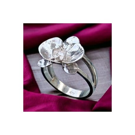 Anillo Orquídea en plata 925